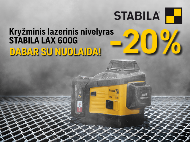 Kryžminis lazerinis nivelyras STABILA LAX 600G -20% nuolaida